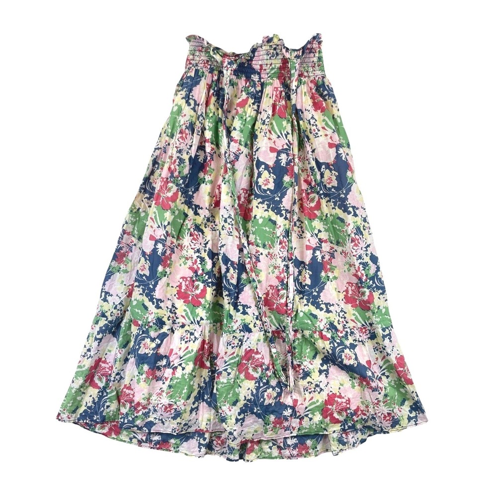 Ray Beams Floral Tiered Midi Skirt Womens One Size Multicolor Pink Cotton Boho